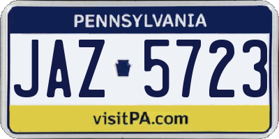 PA license plate JAZ5723