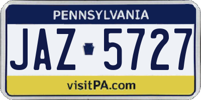 PA license plate JAZ5727
