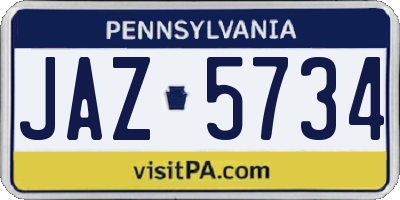 PA license plate JAZ5734