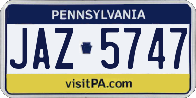 PA license plate JAZ5747