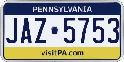 PA license plate JAZ5753