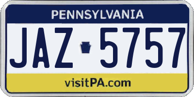PA license plate JAZ5757