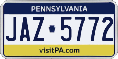 PA license plate JAZ5772