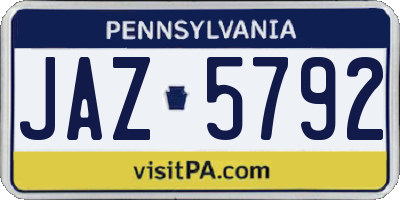 PA license plate JAZ5792