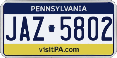 PA license plate JAZ5802