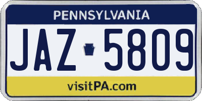 PA license plate JAZ5809