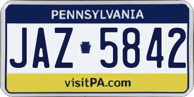 PA license plate JAZ5842