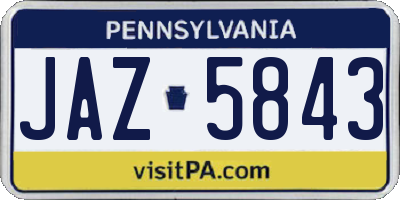 PA license plate JAZ5843
