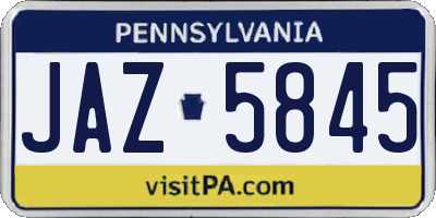 PA license plate JAZ5845