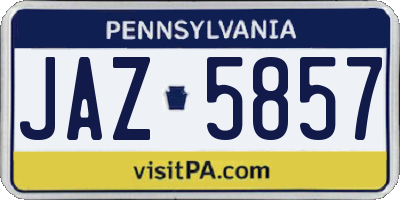 PA license plate JAZ5857