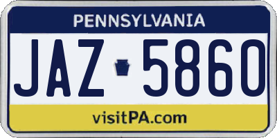 PA license plate JAZ5860