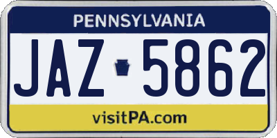 PA license plate JAZ5862