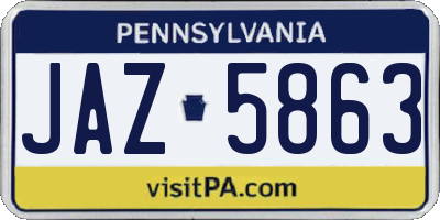 PA license plate JAZ5863