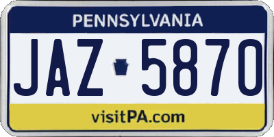 PA license plate JAZ5870