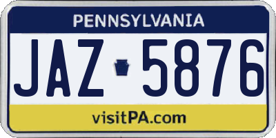 PA license plate JAZ5876