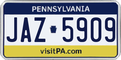 PA license plate JAZ5909