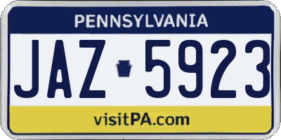 PA license plate JAZ5923