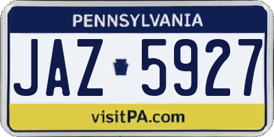 PA license plate JAZ5927