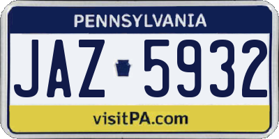 PA license plate JAZ5932