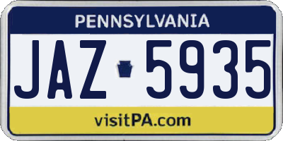 PA license plate JAZ5935