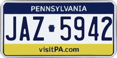 PA license plate JAZ5942
