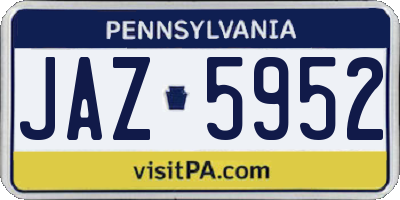 PA license plate JAZ5952