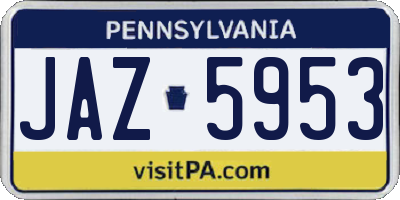 PA license plate JAZ5953