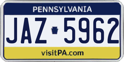 PA license plate JAZ5962