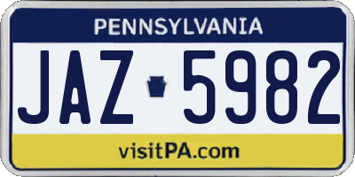 PA license plate JAZ5982