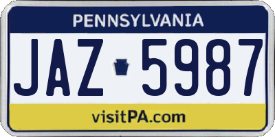 PA license plate JAZ5987
