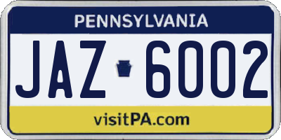 PA license plate JAZ6002