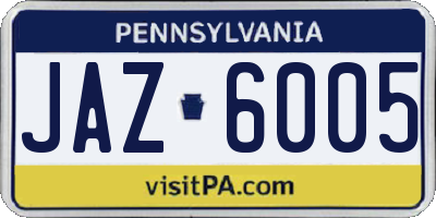PA license plate JAZ6005