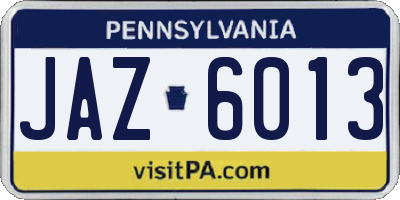 PA license plate JAZ6013