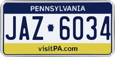 PA license plate JAZ6034
