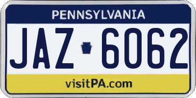 PA license plate JAZ6062