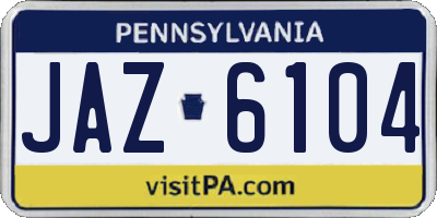 PA license plate JAZ6104