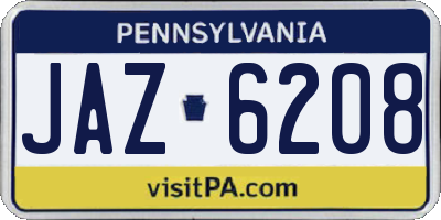 PA license plate JAZ6208