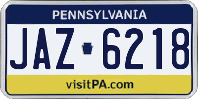 PA license plate JAZ6218