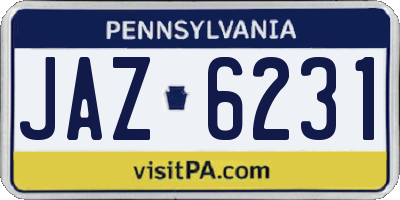 PA license plate JAZ6231