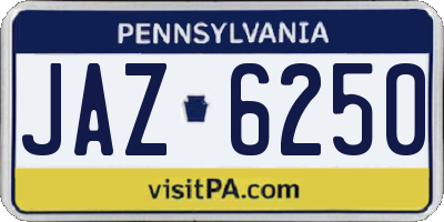 PA license plate JAZ6250
