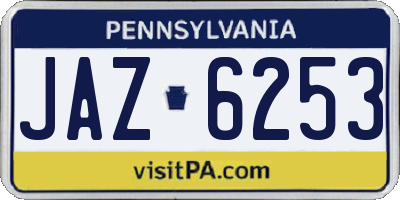 PA license plate JAZ6253