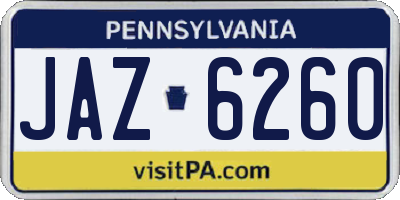 PA license plate JAZ6260