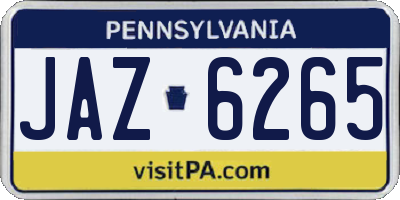 PA license plate JAZ6265