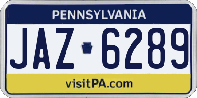 PA license plate JAZ6289