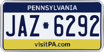 PA license plate JAZ6292