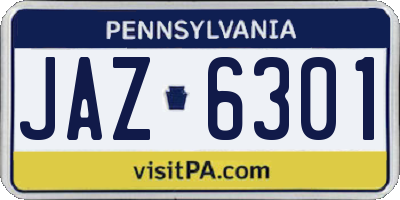 PA license plate JAZ6301