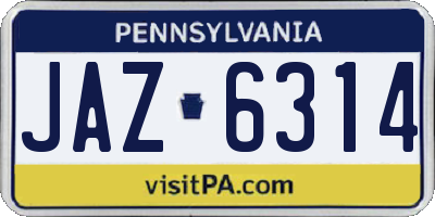 PA license plate JAZ6314