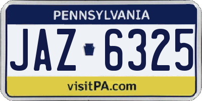 PA license plate JAZ6325