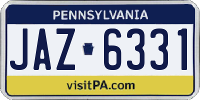 PA license plate JAZ6331