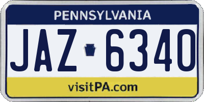 PA license plate JAZ6340